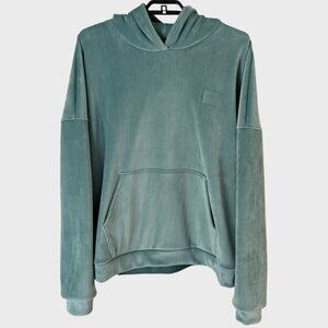 Alo Yoga Velour Baller Hoodie Blue Agave Women's Size XL Oversized Heavyweight